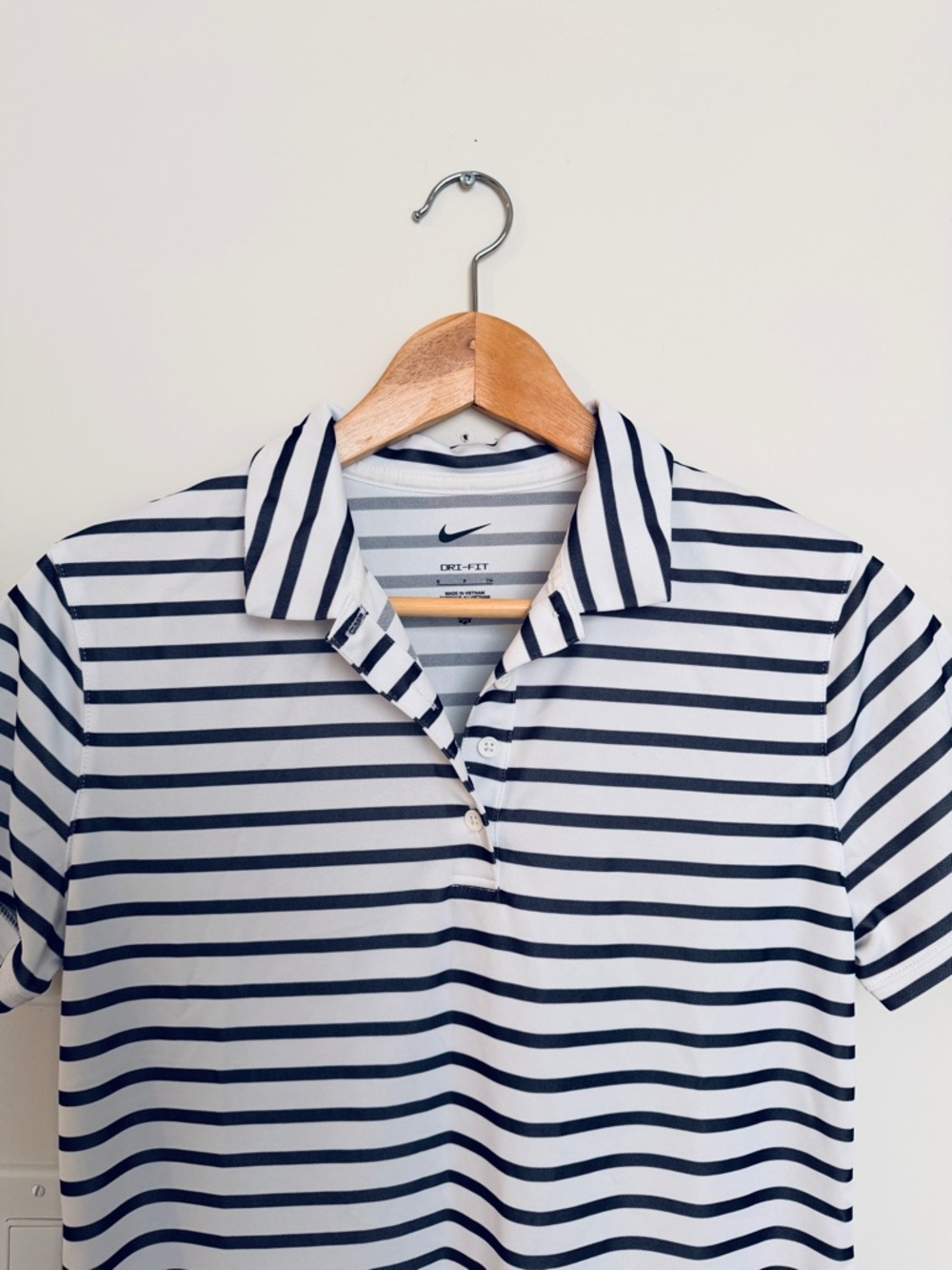 NIKE Dri-FIT Striped Polo - White & Charcoal